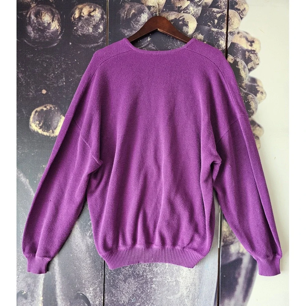 Vintage 90s‎ St Croix Sweater Mens XL Knit Purple V Neck Cotton Baggy Relaxed